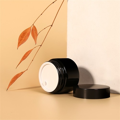 50ml Round Glass Cosmetic Cream Jar With Gasket Black Skincare Body Packaging