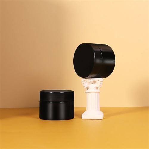 50ml Round Glass Cosmetic Cream Jar With Gasket Black Skincare Body Packaging