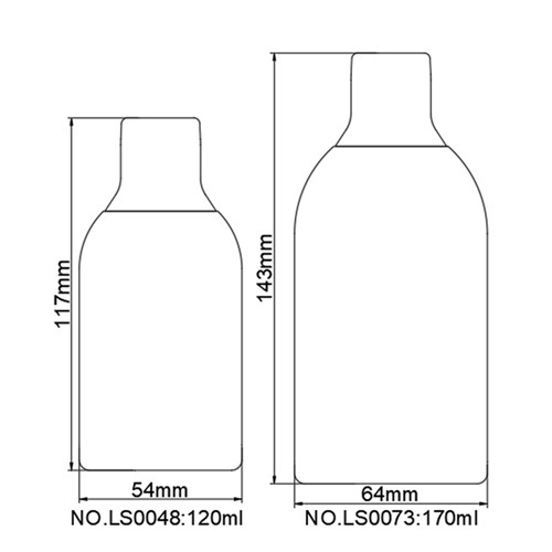 120ml 170ml Transparent PET Plastic Oval Bottle with White Unique Screw Cap