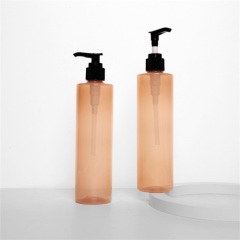 Whosale 300ml Cylinder Orange Transparent Lotion Pump Bottle 10oz for Shower Gel Coametic Packaging 24 410mm