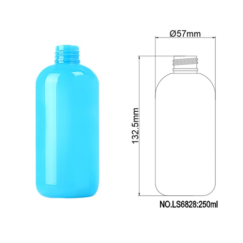 Custom Printing Boston Round Plastic Bottle 250ml Blue PET Bottle Packaging