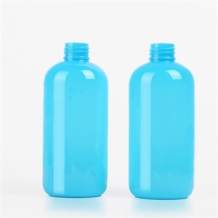 Custom Printing Boston Round Plastic Bottle 250ml Blue PET Bottle Packaging