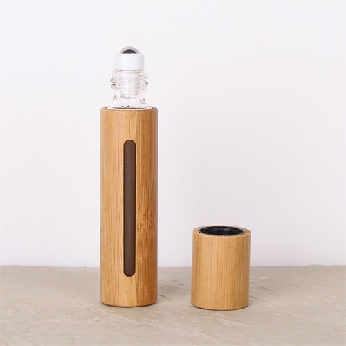 10ml Stainless Roller On Ball Mini Glass Bottle Bamboo Shell Essential Oils Packaging