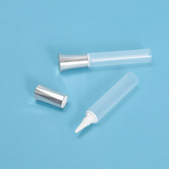 D19 15ml Long Nozzle Clear Tube Cosmetic Container With Silver Cap For Eye Cream Free Sample