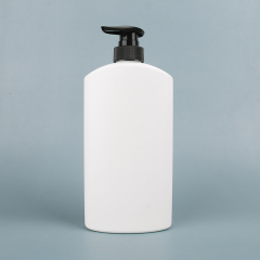 750ml 1000ml Flat shampoo conditioner HDPE bottle with dispenser pump plastic container