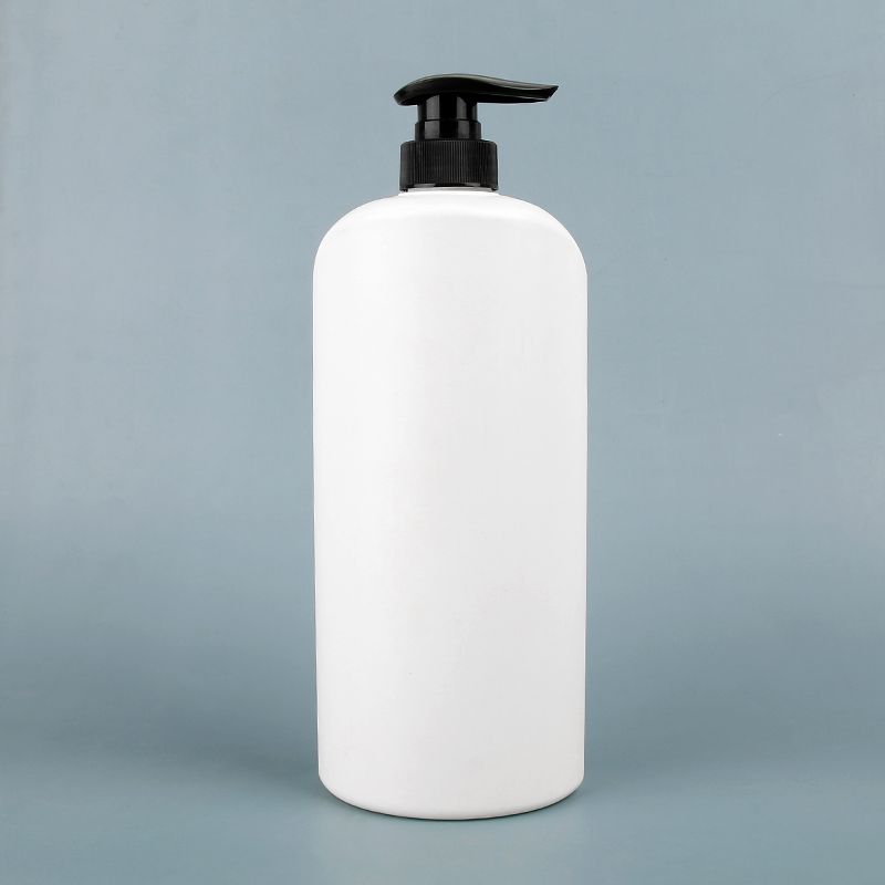 750ml 1000ml Flat shampoo conditioner HDPE bottle with dispenser pump plastic container