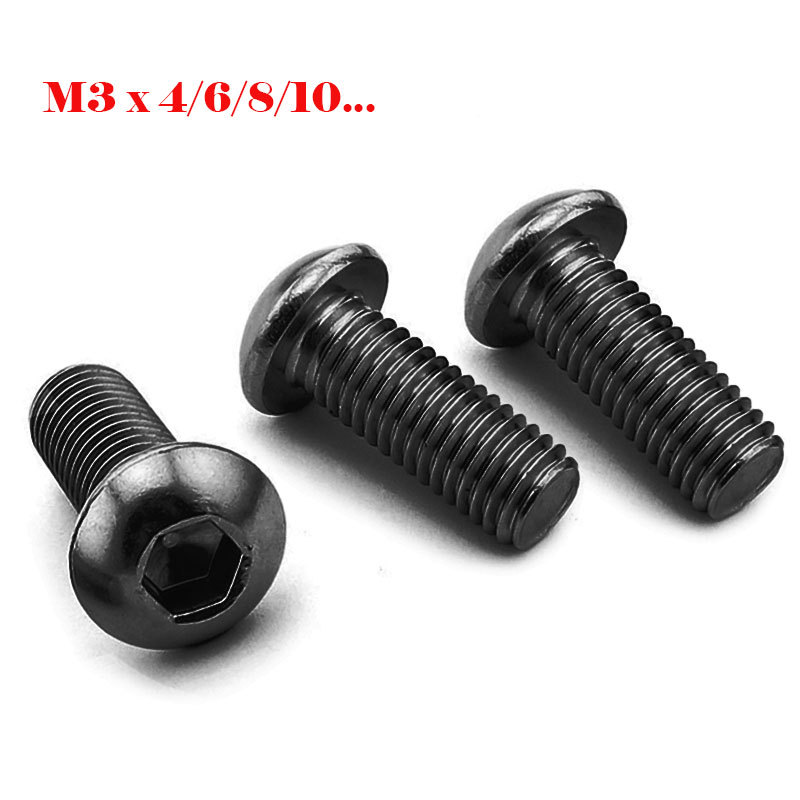 M3 Hexagon Socket Button Head Screws M3X4/6/8/10/12/14/16/18/20/22/25/28/30 (10 PCS)