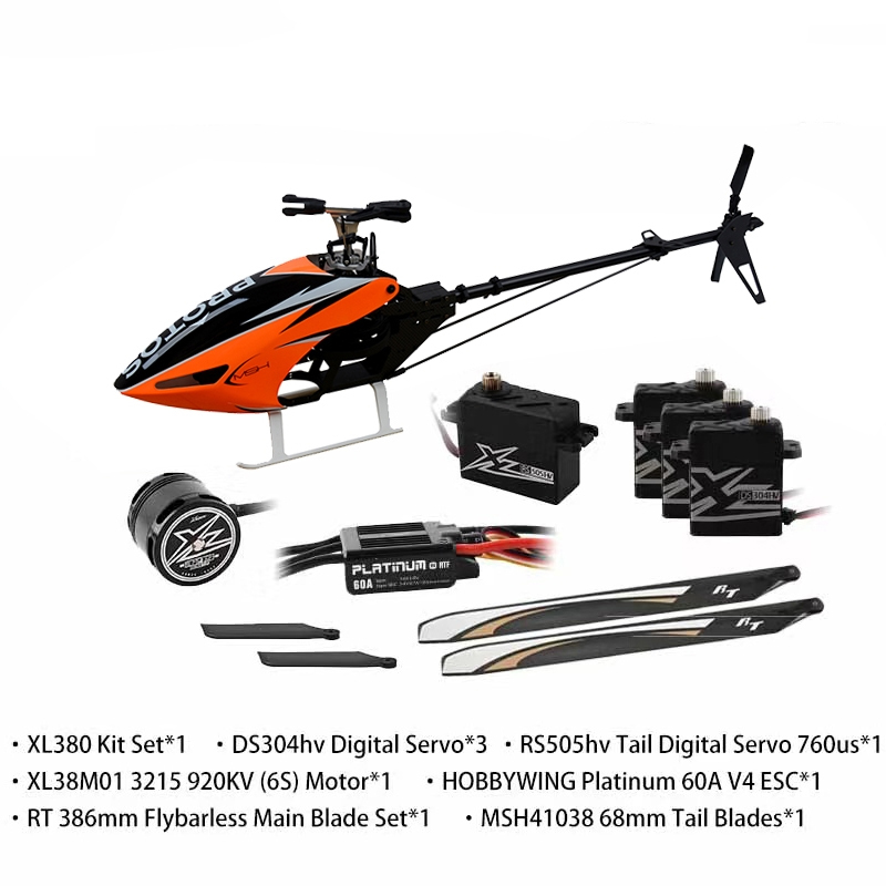 XLPOWER XL380 V2 RC Helciopter Super Combo with Motor ESC Servo