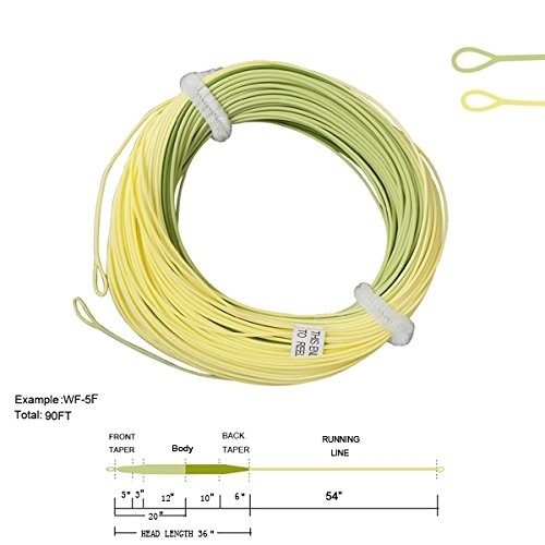 Aventik Tri-Tone Weight Forward Fly Fishing Floating Line Percerption Line Ultra Low Stretch Core Loops Line Loading Zoom Welded Loops Line ID