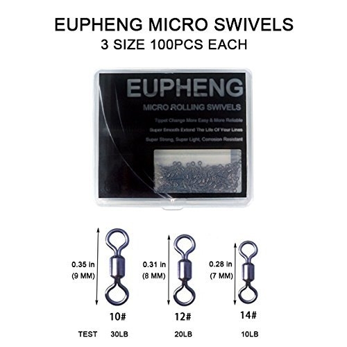 Eupheng 150pcs Quick Change Fly Fishing Snaps Stainless Steel, Fishing swivels, Fast Easy &amp; Secure, Hook Snaps for Flies, Jigs, Lures, Great Value Pac