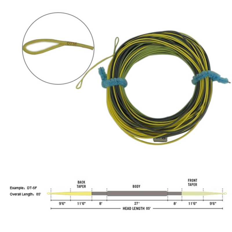 Aventik Double Tapered Line Fly Fishing Line Sure Cast Tri-Tone Gentle Touch Double Taper Long Taped Delicate Presentation Floating Trout Line Welded