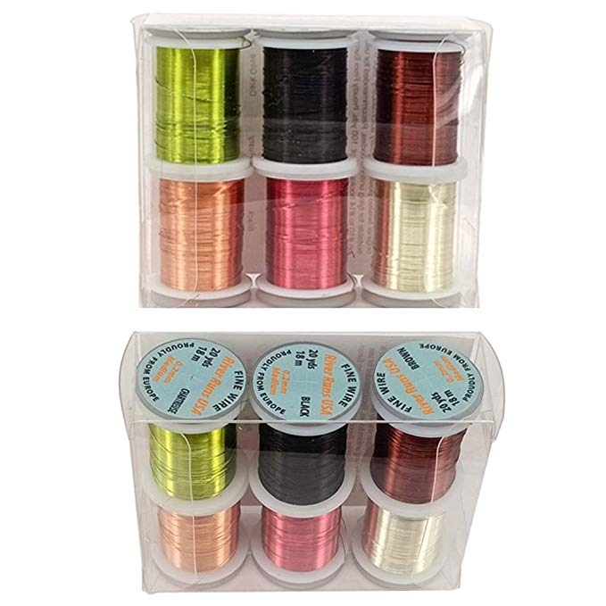 Riverruns 6 Color/Set Non-tarnishing Ultra Copper Wire 0.1mm, 0.2mm Super Realistic Fly Tying Material Proudly from Europe Great Choices for Larve Nym