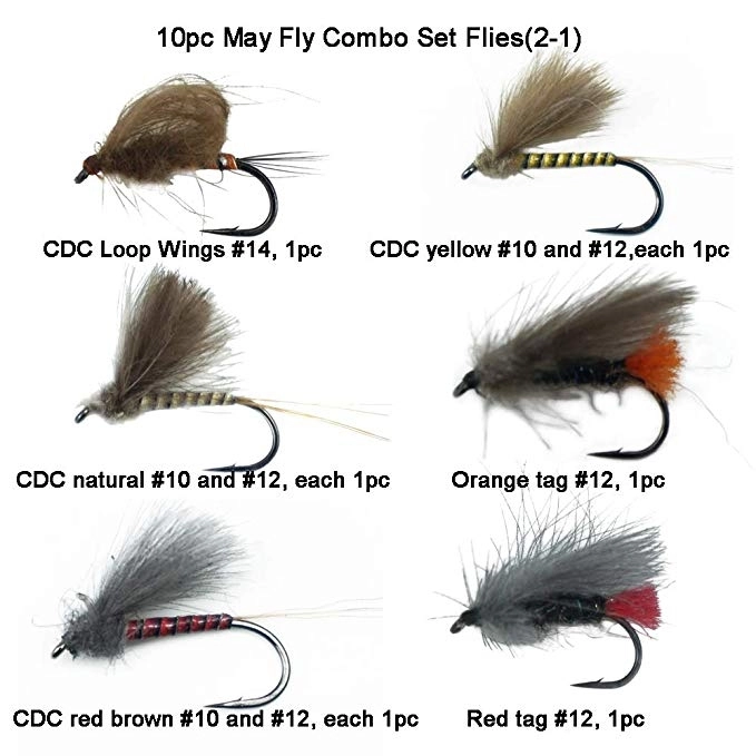 Riverruns 10PC Super Realistic UV Flies CDC Mayfly Dry Combo Set Super Sturdy CDC Loop Wings, Tag, Mayfly Proudly from Europe
