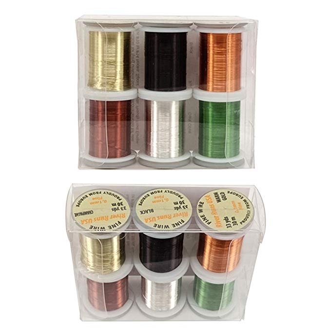 Riverruns 6 Color/Set Non-tarnishing Ultra Copper Wire 0.1mm, 0.2mm Super Realistic Fly Tying Material Proudly from Europe Great Choices for Larve Nym