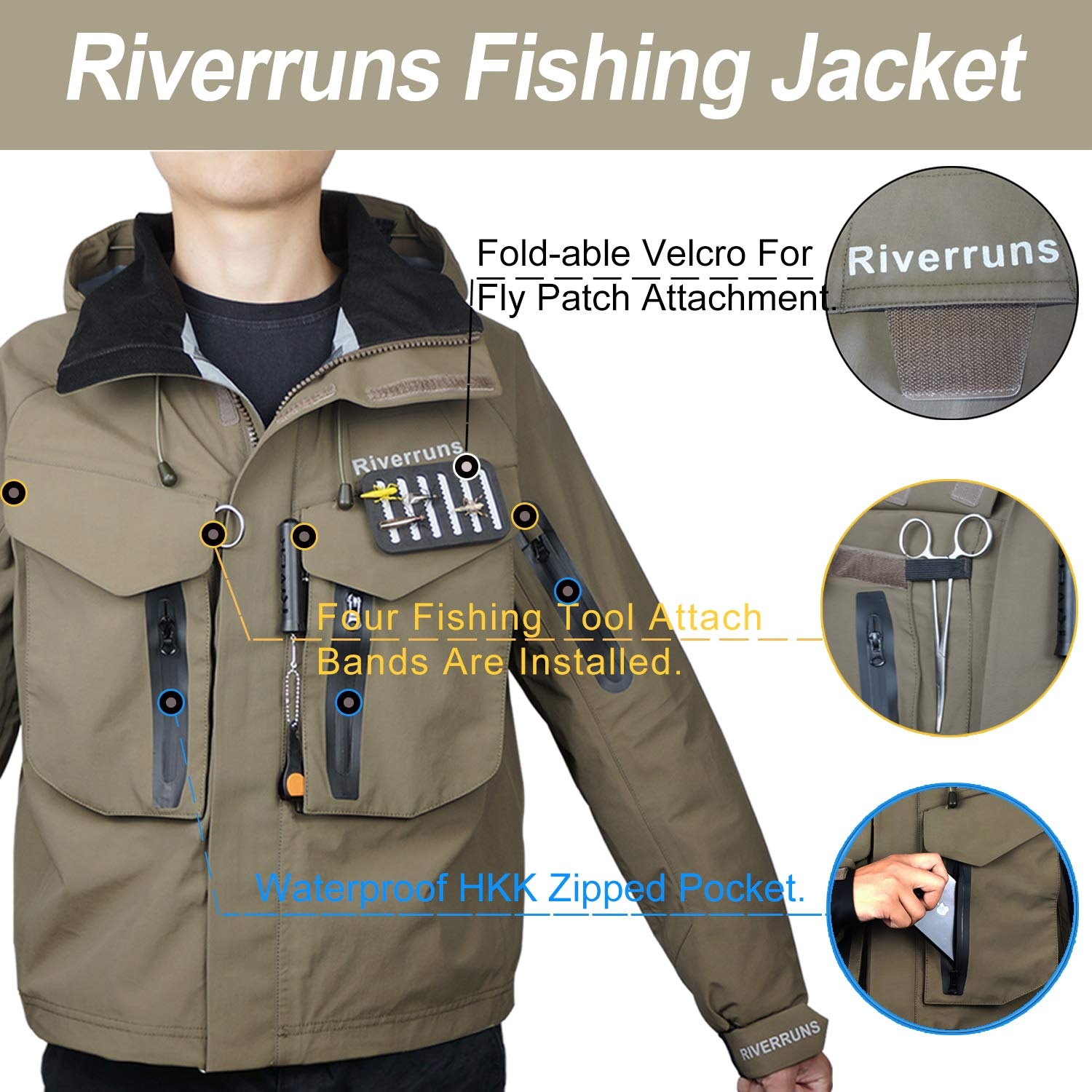 Riverruns Outdoor Waterproof Rain Fishing Wading Jacket And UV