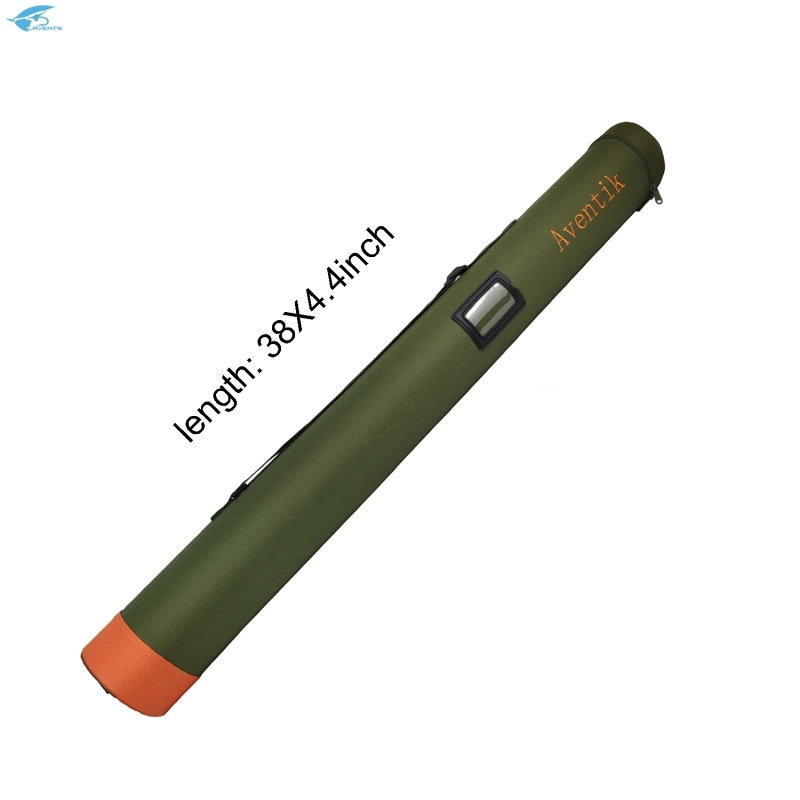 Aventik Hard Cordura Fly Fishing Rod Tube Hard Tops Handle Should Straps Inner Diameter 4.4inch / 6.2cm,(GEG green+orange,95cm)