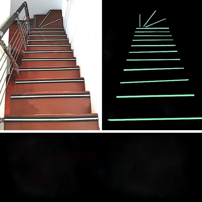 EDSRDRUS Pre-Cut Anti Slip Tape with Glow in The Dark Stripe, Best Grip Non Slip Tape, Non Skid Tape for Stairs Step Stairs 2.75&quot;x24inch (6pcs)