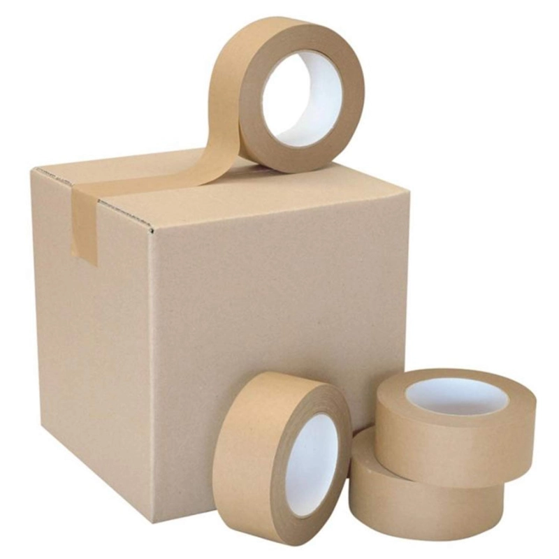 OFDISUPY Kraft Paper Packing Tape Heavy Duty Eco-Friendly Reinforced, Self-Adhesive or Water-Activated (Self-Adhesive, no Fiberglass, 1.4 Inches Width