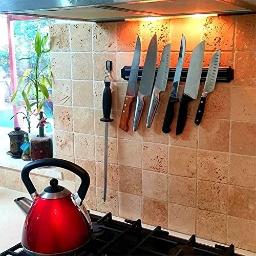 EDSRDPLT 8 Inch 2 Pack&amp; 12 Inch 2 Pack Powerful Magnetic Knife Holder, Kitchen Knife Magnetic Strip Strips, Rust Free Multipurpose Magnetic Knife Rack