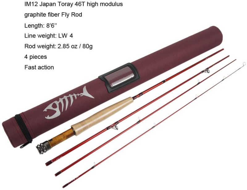 Aventik Stalker Fly Fishing Rod 4 Sections, 2/3 / 4WT, Fast Action IM12 Graphite Carbon Fiber Rod Blank 7/8FT Ultra Light Fly Rod with Extra Tip