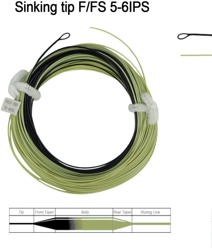 Aventik Fly Fishing Line Full Sinking Tip Weight Forward Fast Sinking Line with 2 Welded Loop IPS3/IPS5