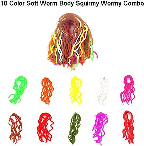 Riverruns Squirmy Wormy 10 Best Selected Color Assortment Fly Tying Materials for San Juan Fly Flies Soft Lure Ultra Stretchy Fishing Worm Body Trout Floating Glowing