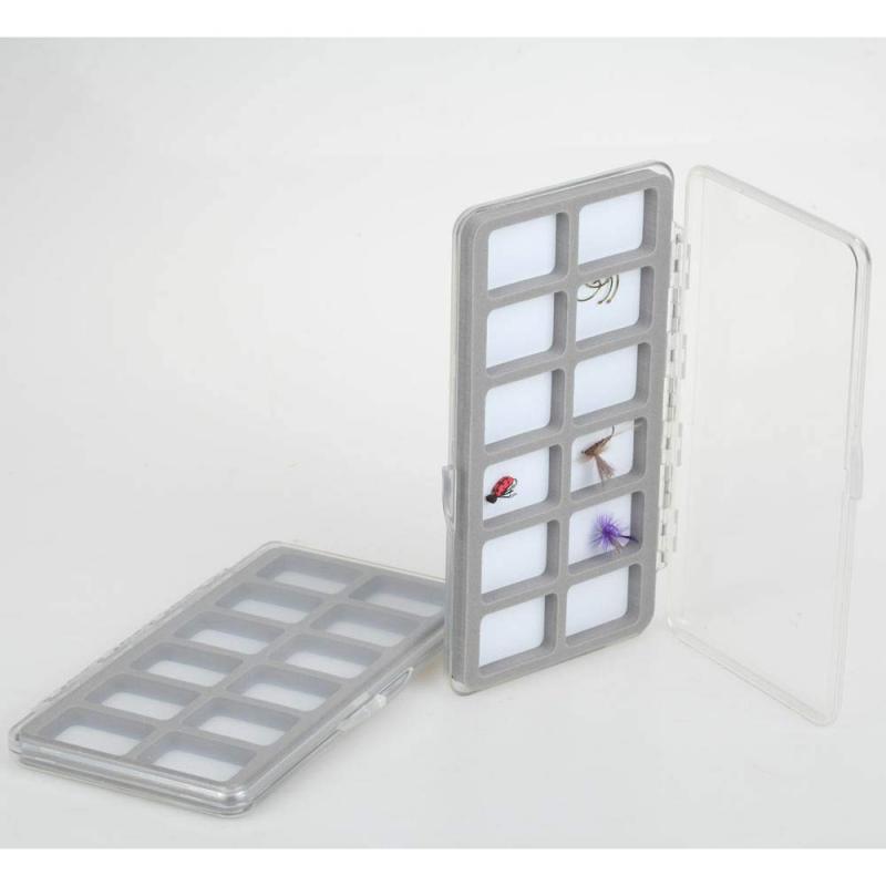 Aventik Fly Fishing Boxes Super Slim Transparent Design Magnetic Pad Compartments Tackle Foam Boxes 7.3X3.8X0.5inch