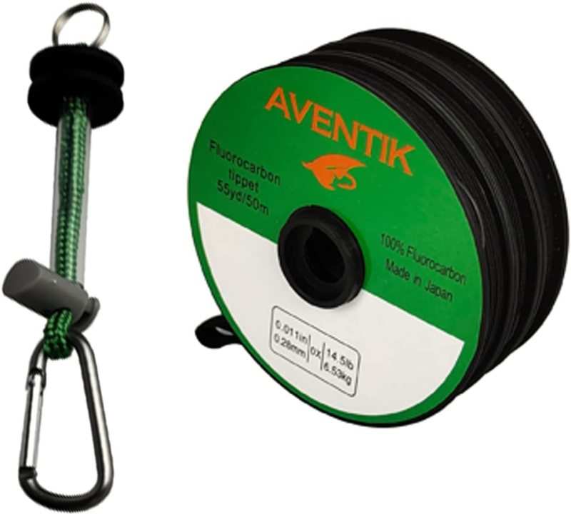 Aventik Fly Fishing Tippet Leader Fluorocarbon Line 3X+4X+5X+6X with Tippet Holder Fast Sinking Invisible Fly Fishing Bass Fishing CarpSaltwater Line 50 Meter/Spool