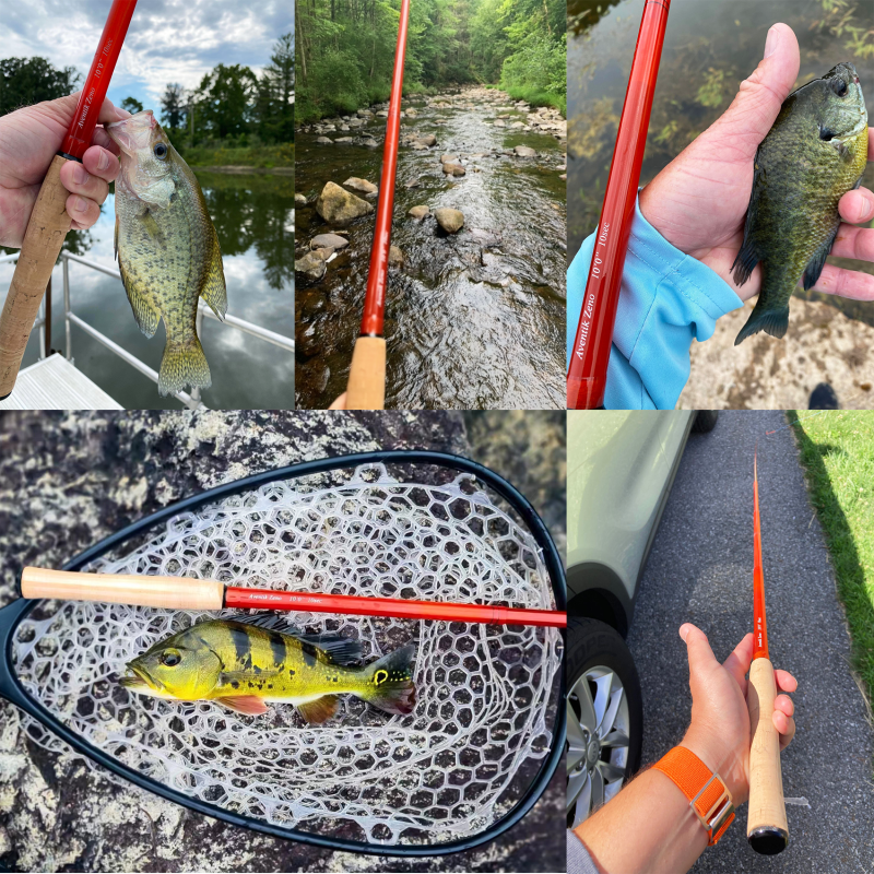 Aventik Zeno S2-Glass Tenkara Rod with 2 Extra Rod Sections 10 Sec in 9ft/10ft Excellent Durability and Strength, Collapsed to Only 14.6in/15.2in, 6:4 Soft M-Action, Super Lightweight and Compact, Elegant Translucent Color Super Eye-catching