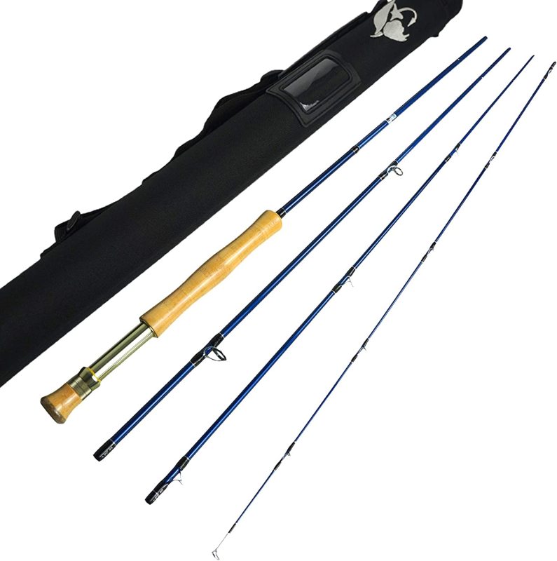 Aventik IM12 Nano Saltwater Fly Fishing Rod 9ft 4 Piece Fly Rod with Carrying Case for Saltwater Travel Fly Fishing Rod for Walleye Bass Carp Trout - Tip Fast Action in 7/8/9/10/11/12 Weight