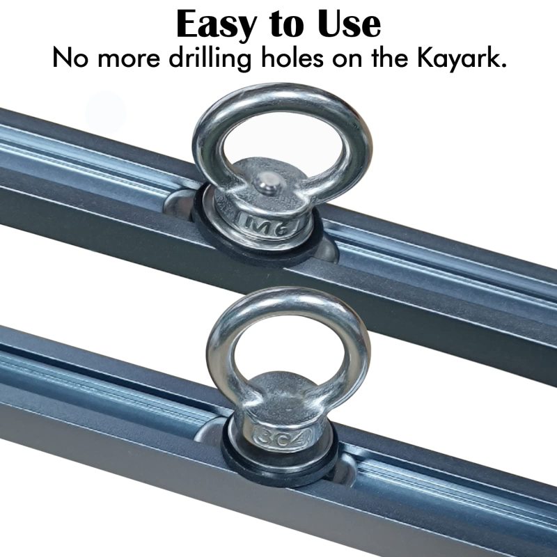 Eupheng Track Mount Kayak Tie Down Eyelet, Kayak Rail Eyelets, Track Mount Tie up Eyelet, Hardware Ring Shaped Eye Bolt, Kayaking Mounting Replacement Kit for Kayak Canoe Boat Bungee Cord Ropes.