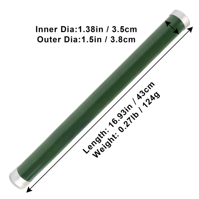 Aventik S-Glass Tenkara Rod Tube(Case) with CNC Aluminum Cap, Fits Collapsed Tenkara Rod Within 16.93inches / 43cm, Elegent Translucent Color Ideal Tenkara Rod Tube for Travel Hiking Camping