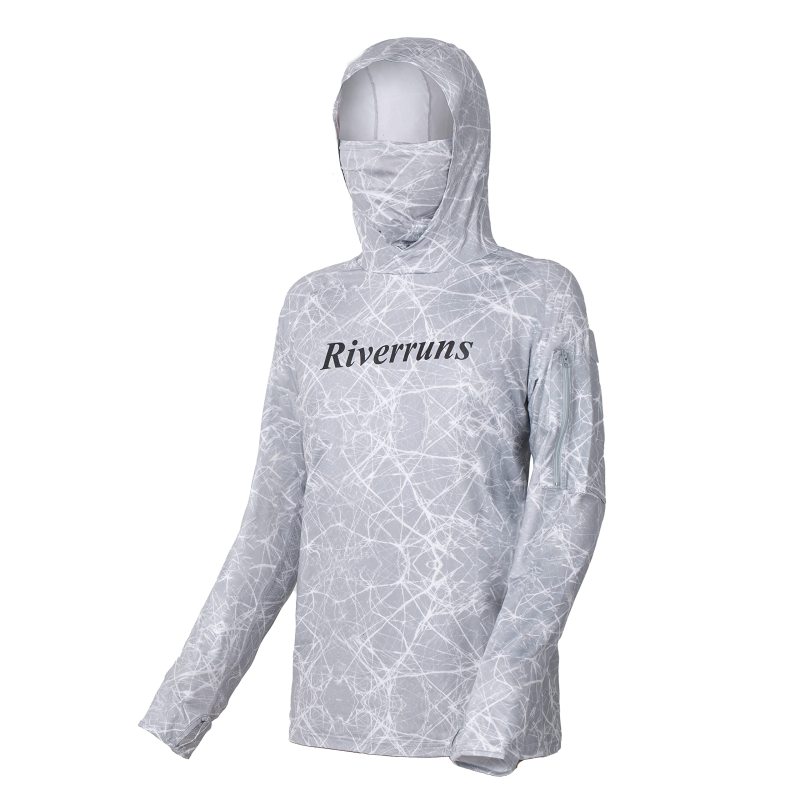 Riverruns UPF 50+ Fishing Hoodie, Sun Hooded Fishing Shirt, Sun Protection Long Sleeves Shirt for Men Fishing