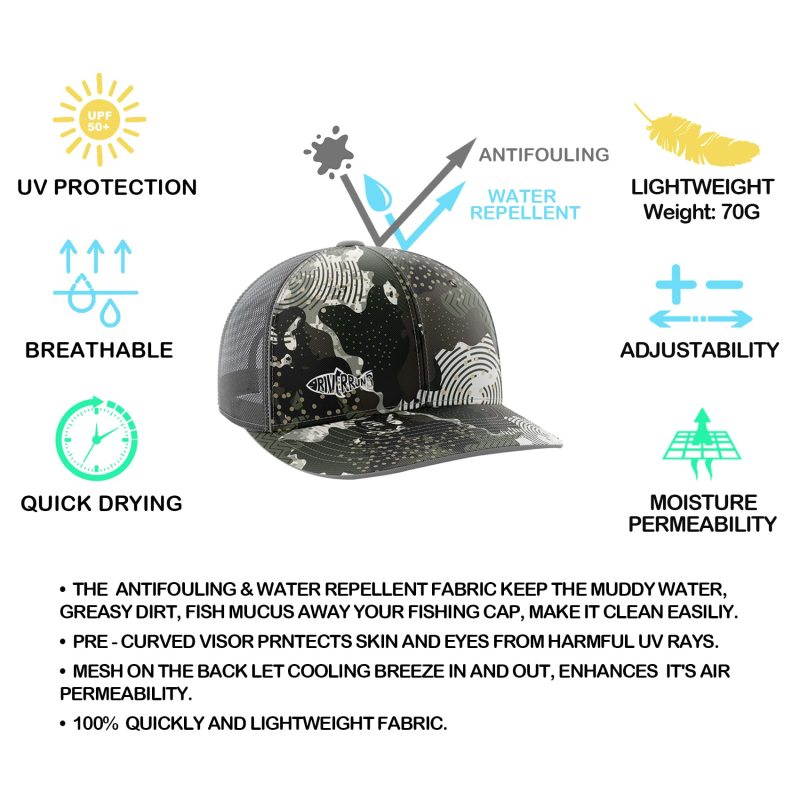 Aventik Fishing Hats for Men Women Adjustable Trucker Baseball Caps for Outdoor Fishing, Running, Hiking, Biking