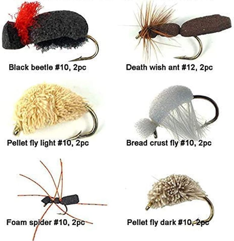 Best Assortment Flies Combo Carp Flies Wet Trout Fishing Flies Dry Flies,Nymphs,Streamers,Salt Water Flies with Silicone Fly Box Packing