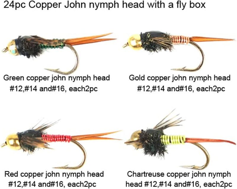 Best Assortment Flies Combo Carp Flies Wet Trout Fishing Flies Dry Flies,Nymphs,Streamers,Salt Water Flies with Silicone Fly Box Packing