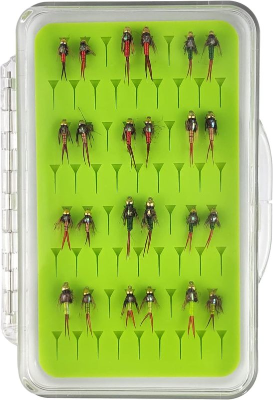 Best Assortment Flies Combo Carp Flies Wet Trout Fishing Flies Dry Flies,Nymphs,Streamers,Salt Water Flies with Silicone Fly Box Packing