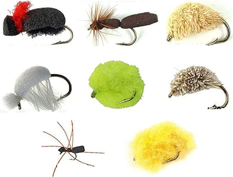 Best Assortment Flies Combo Carp Flies Wet Trout Fishing Flies Dry Flies,Nymphs,Streamers,Salt Water Flies with Silicone Fly Box Packing