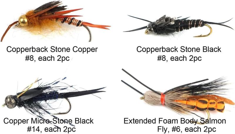 Best Assortment Flies Combo Carp Flies Wet Trout Fishing Flies Dry Flies,Nymphs,Streamers,Salt Water Flies with Silicone Fly Box Packing