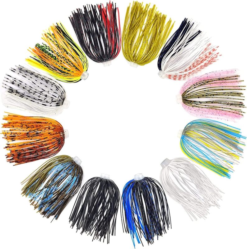 Eupheng Silicone Jig Skirts Fishing Lure Skirt Replacement for Spinnerbaits Bass Buzzbaits DIY Squid Jig Spinner Bait Buzzbaits Accessories