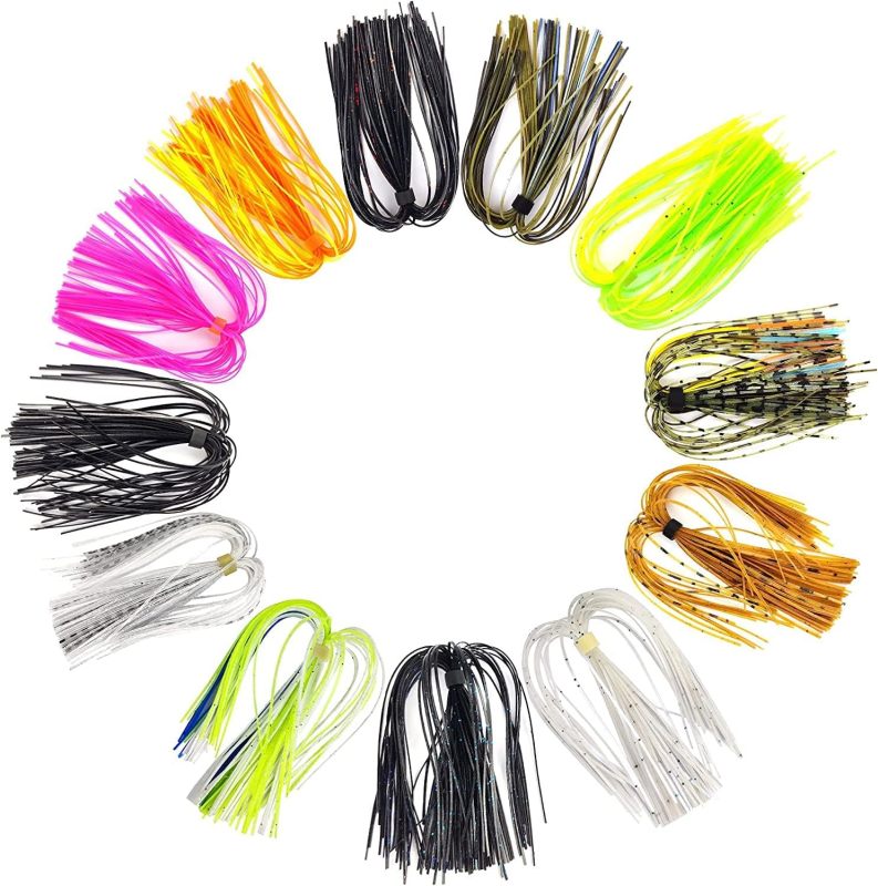 Eupheng Silicone Jig Skirts Fishing Lure Skirt Replacement for Spinnerbaits Bass Buzzbaits DIY Squid Jig Spinner Bait Buzzbaits Accessories