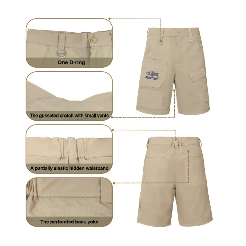 Aventik  9 Pockets Performance Fishing Shorts, Water-Repellant Cargo Short, Breathable UPF 50+ Hiking Shorts