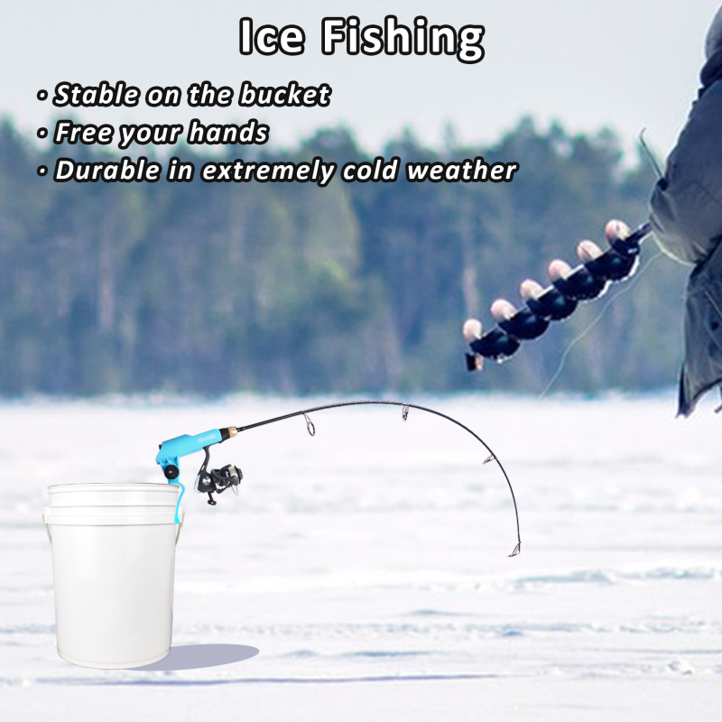 Aventik Bucket Rod Holder for Spinning Fishing Ice Fishing, Adjustable Angle in Vertical Direction, Durable in Extremely Cold Weather, Free Your Hands, Improve Your Efficiency, Also a Rod Storage Rack