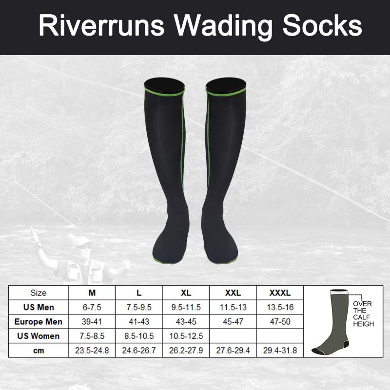 Riverruns Wading Socks Nylon Fishing Wader Socks Beach Water Diving Socks Thermal Wetsuit Boots Anti Slip for fishing Outdoor Rafting Sailing