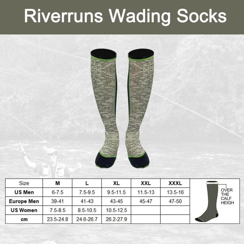 Riverruns Frictionless Wading Socks, Neoprene Wet-suit Wader socks for Men and Women Outdoor Fishing, Surfing, Wakeboarding