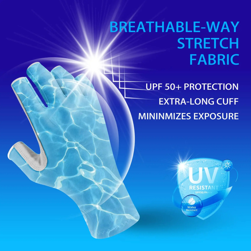 Aventik UPF 50+ Fishing Gloves- Fingerless Sun Protection-for Women Men