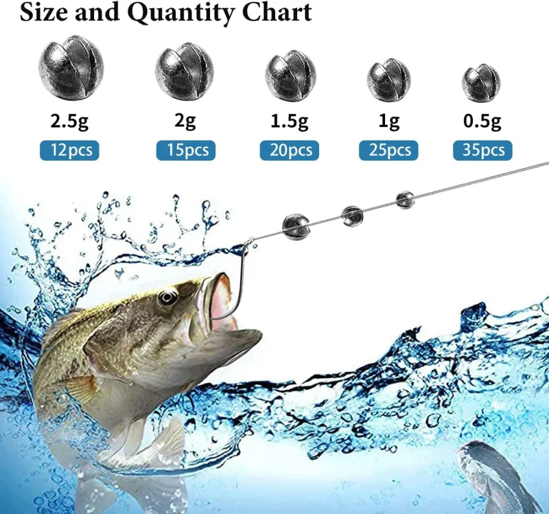 Aventik Eupheng Fishing Weights Sinkers,230pcs/107pcs Lead Split Shot Weights,Removable Round Fishing Sinkers