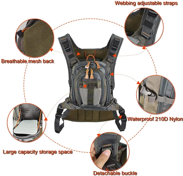 Aventik Fly Fishing Vest Backpack, Fishing Chest Pack Fishing Vest