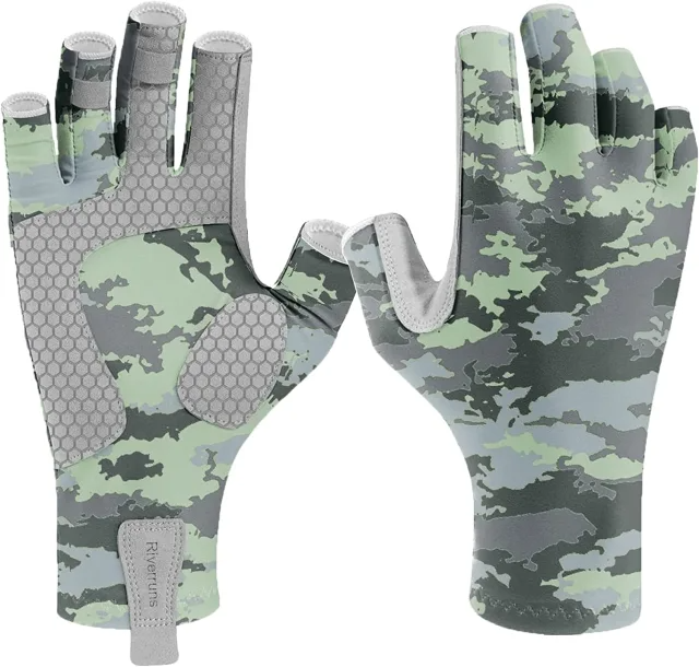 Riverruns Fingerless Fishing Gloves are Designed for Men and Women Fishing, Boating, Kayaking, Hiking, Running, Cycling and Driving.