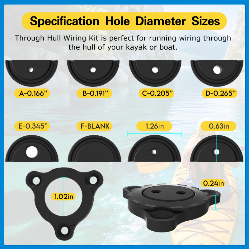 Aventik Through Hull Wiring Kit for Installs of Fish Finders, Motors, Lighting Kits Kayak Wiring Accessories Hull Wiring Kit for Running Wiring Through The Hull of Kayak or Boat